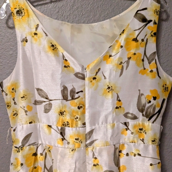 Jessica Howard Retro 60s Sleeveless Scoop Neck Fit Flare White Yellow Floral 10 - Picture 14 of 16